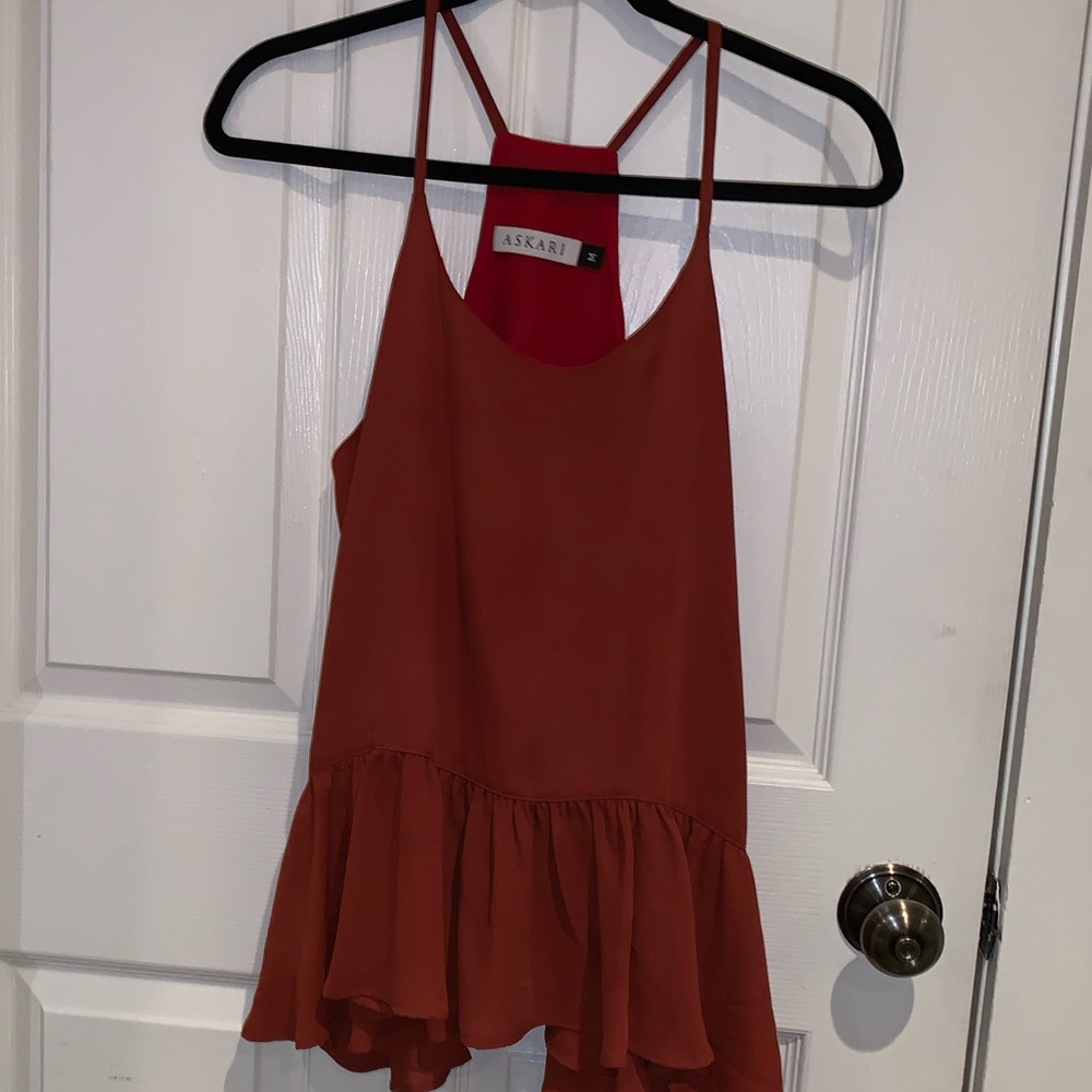 Burnt orange peplum tank blouse